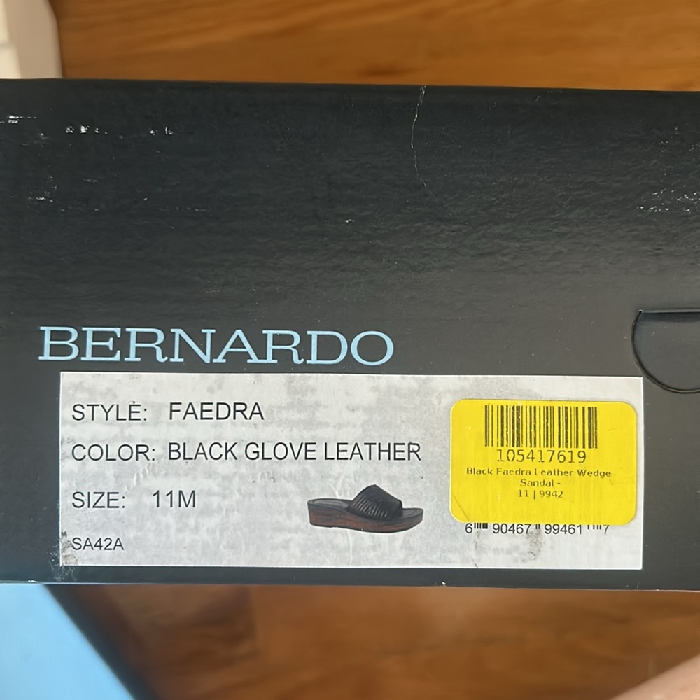 Bernardo black Faedra leather wedge sandal - Picture 6 of 8
